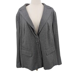 Lane Bryant Blazer Sz. 24 Gray Knit Stretch Two-Button Jacket Work Career Office